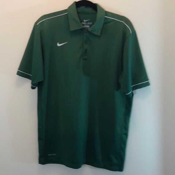 Nike Green Dri-Fit Shirt White Trim Size M - Picture 2 of 8